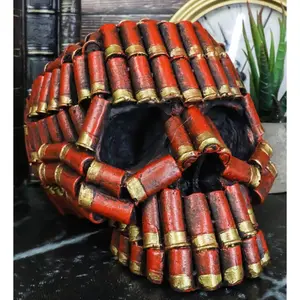 Hunters Ammo 12 Gauge Shotgun Bullet Shell Casings Skull Statue 6.75'L Graveyard