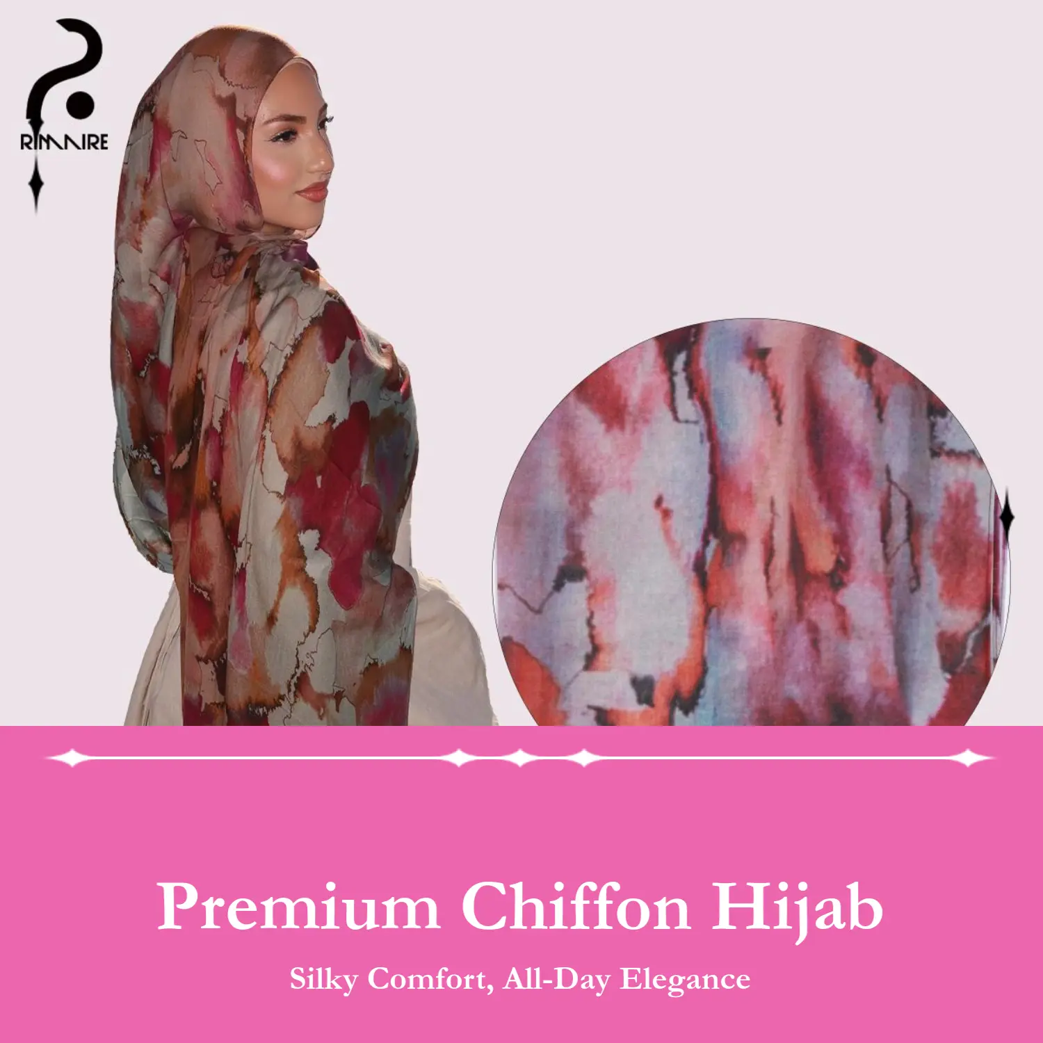 RIMAIRE Women's Printed Silky Chiffon Hijab - Lightweight, Flowy Long Headscarf for Muslim Fashion, Jannah Style Pashmina Scarves, Modest & Casual Outfits, Business Casual Outfits, Clothes