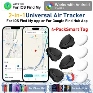 4-Piece Strong Magnetic Set + Dual System Vehicle Tracker, Apple Find My and Android Google Find My, Global Coverage, for Cars, Bikes, Pets, Luggage