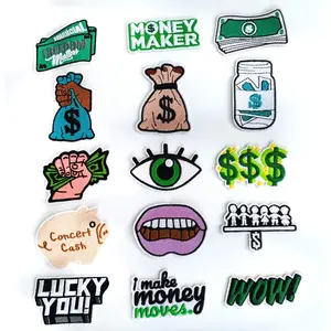 15pcs Hip-Hop Style Paper Currency Heat Transfer Stickers, Fun Money Embroidery Stickers, DIY Decor for Streetwear, Jeans, Jackets