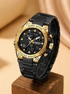 Men's Sportive Digital Analog Quartz Watch, 2024 New Style Fashionable Digital Watch with Silicone Strap, Trendy Watch for Daily Life, with Random Box, Water Resistant Watch