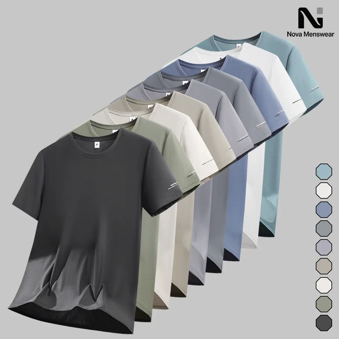 Men's 4 Pack Dry Fit Tees, Short Sleeve Casual Workout Tops, Breathable Fitness Apparel for Gym & Running, T Shirts, Gym Clothes, Breathable Wear, Do Not Dry Clean, Nylon, Quick Dry