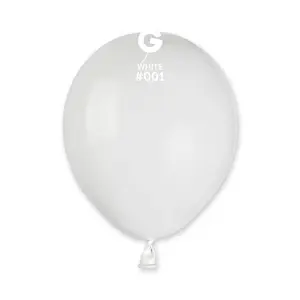 Solid Balloon White A50-001  | 100 balloons per package of 5'' each