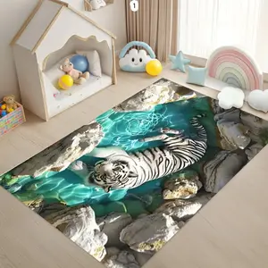 Realistic Aquarium Tiger Carpet Retro Simple Carpet Suitable for Living Room Carpet Bedroom Carpet Office Home Kitchen Decoration Carpet