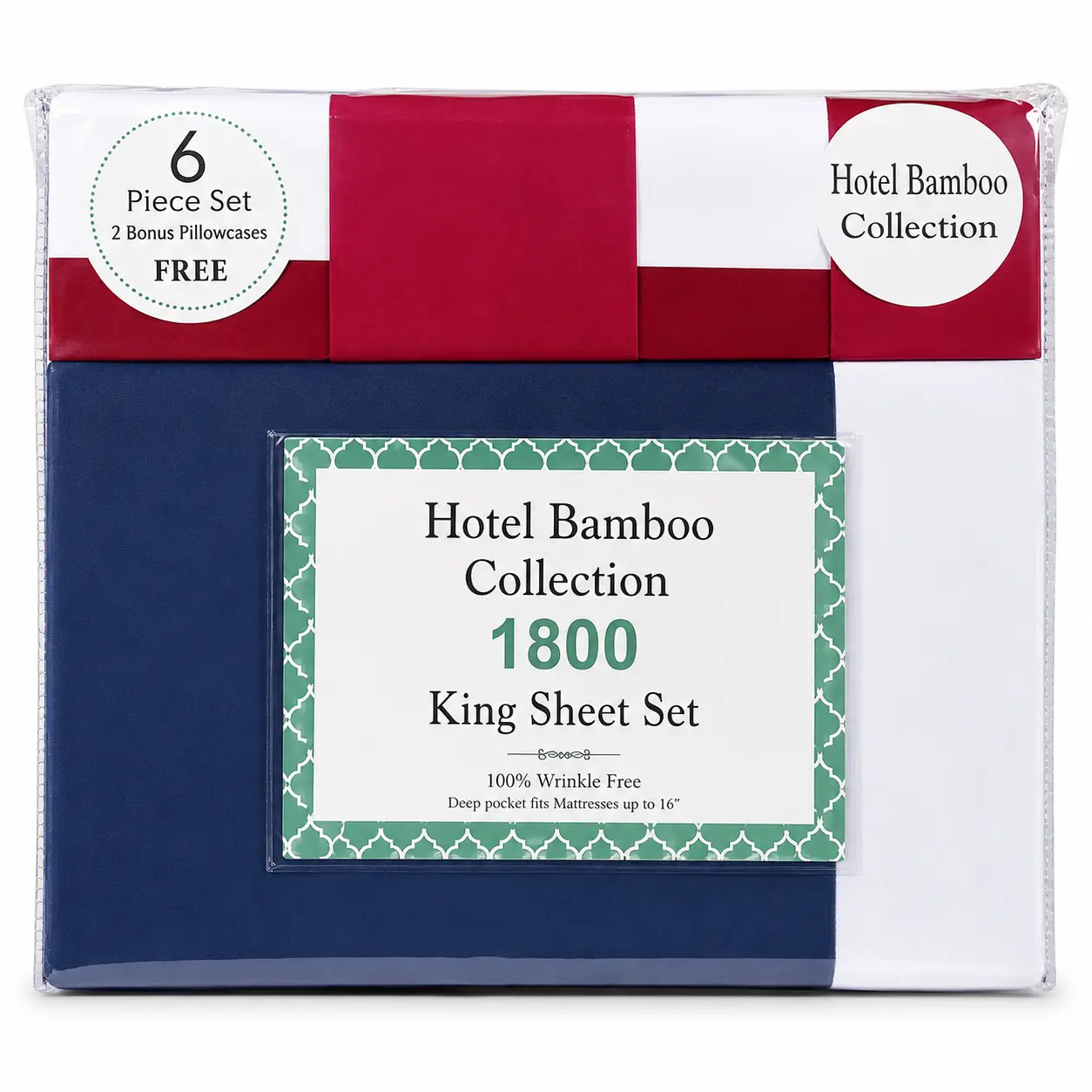 Hotel Bamboo Collection 1800 King Sheet Set, 6-Piece Set with 2 Bonus Pillowcases