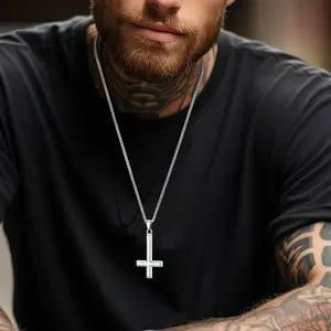 FaithHeart Cross Necklace for Men Women Stainless Steel Upside Down Cross Jewellery