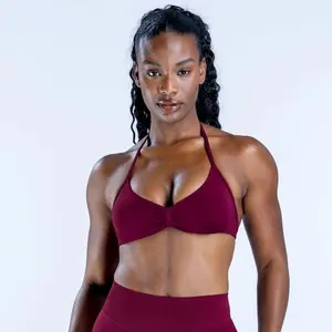 DF Im.pact Strappy Bra ONLY - Women's Seamless Bra with Strappy Halterneck Backless Design High Stretch Durable Fabric Flattering Front Motion Scrunch Twill Knit Underbust