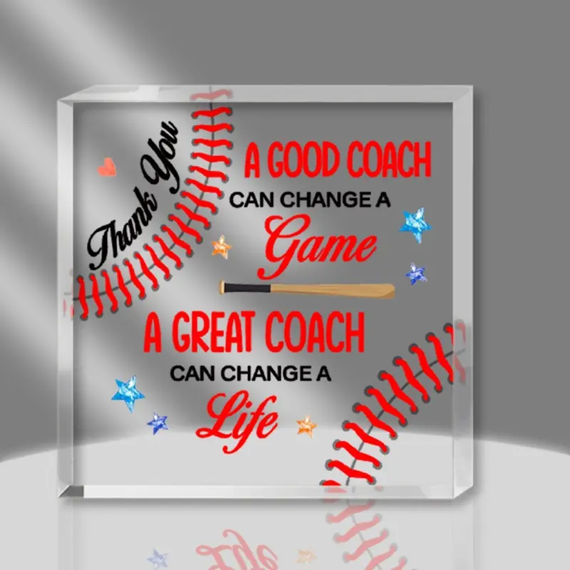 Baseball Coach Appreciation Gift, Clear Acrylic Desk Sign, Acrylic Signage Plaque, Acrylic Plaque Sign with Wooden Stand, Perfect Thank You Present for Coaches & Team Parents, Acrylic Desktop Decoration