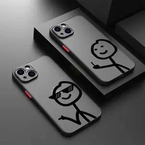 Cartoon Matchman Shell Phone Case For iPhone 16 17 Air 15 11 12 13 14 Pro Max Mini X XR XS Max 7 8 Plus Shockproof Matte Cover Lightweight Shockproof Cover