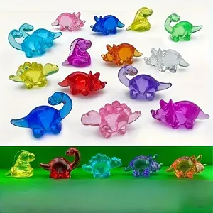 50/100/200Pcs mini Acrylic Dinosaur Toys, Kids DIY Acrylic Gemstone Toys,Colorful Animal Party Decoration Toys Dinosaur Craft Toys,Classroom Rewards, Easter Egg Fillers,Gift Fillers(Random style and color)