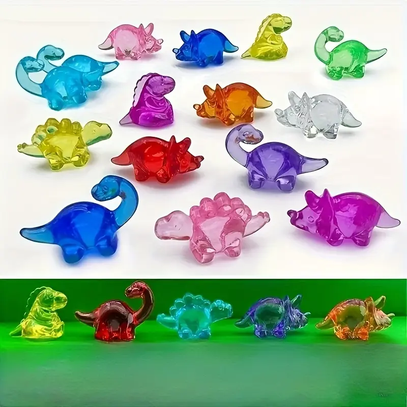 50/100/200Pcs mini Acrylic Dinosaur Toys, Kids DIY Acrylic Gemstone Toys,Colorful Animal Party Decoration Toys Dinosaur Craft Toys,Classroom Rewards, Easter Egg Fillers,Gift Fillers(Random style and color)