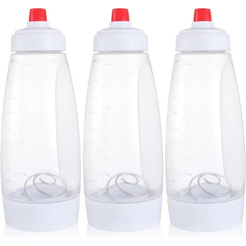 Plastic Pancake Batter Dispenser Bottle with Blender, Smooth Squeezable Spout Kitchen Utensils, Waterproof Baking Tool for Waffles, Cupcakes, Holiday Gifts (Valentine's Day, Christmas, Thanksgiving)