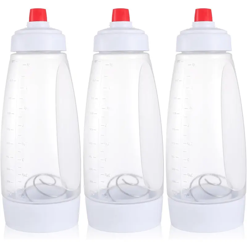 Plastic Pancake Batter Dispenser Bottle with Blender, Smooth Squeezable Spout Kitchen Utensils, Waterproof Baking Tool for Waffles, Cupcakes, Holiday Gifts (Valentine's Day, Christmas, Thanksgiving)