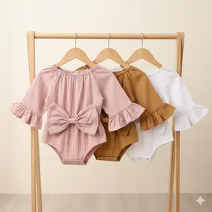 Adorable Newborn Baby Bodysuit | Stylish Toddler Girl Jumpsuit with Bow | Perfect Gift Baby Shower Outfit
