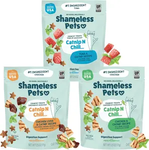Crunchy Cat Treats - Kitty Treats for Cats with Digestive Support, Natural Ingredients for Kittens, Healthy Flavored Feline Snacks - Variety Pack, 3-Pk
