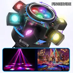 150W Moving Head DJ Lights 6 Arms RGBW LED Stage Light with Laser & Strobe, DMX512 Remote Sound Activated Party Lights for DJ, Wedding, Disco, Club