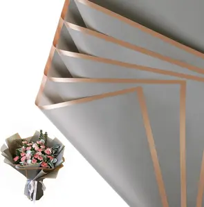 58x58cm Matte Floral Sheets with Gold Edge | Gray | 50-pcs Bag