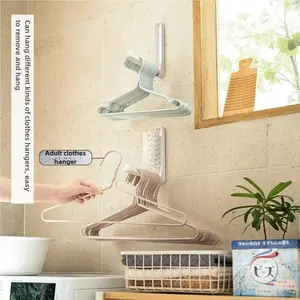 Collapsible Hanger Organizer Stacker, 1 Count Punch-free Hanger Storage Rack, Space Saving Hanger, Hanger Stacker Hanger Storage Holder for Closet Laundry Dry Cleaning Room, Hanging