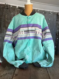 Retro Bomber Jacket - Turquoise