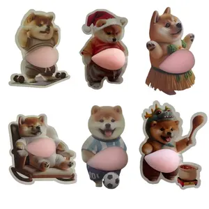 6pcs/set 3D Fat Belly Dog Stickers, Cute Cartoon Animal Decals for Kids Room Decor, Fun Collectible Wall Art Supplies