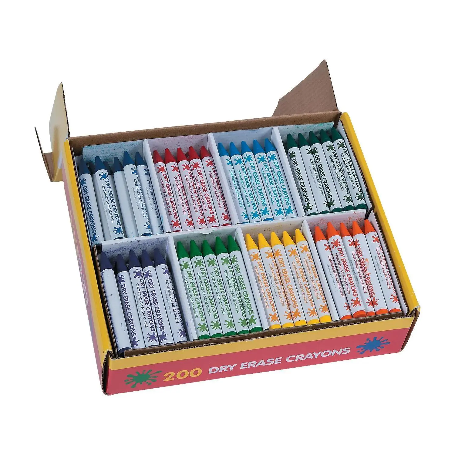 Bulk 200 Pc. Dry Erase Crayon Classpack - 8 Colors per pack