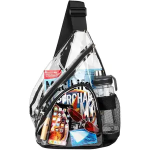 Stadium Approved Transparent Sling Bag - Casual Shoulder Crossbody Chest Backpack Daypack for Sports Events Concerts Travel Outings