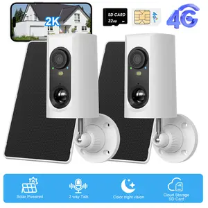 Anran 4G LTE Cellular Security Cameras No WiFi Solar Powered Outdoor 2K HD Video SIM Card Color Night Vision IP65 Waterproof 2 Way Talk 2 Pack