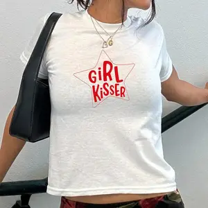 Girl Kisser Lesbian Shirt, Y2K Baby Tee, crop top, Gift for friend, Gay Pride Shirt, LGBTQ Shirt, Pansexual Shirt, Pride Party Crop Tee
