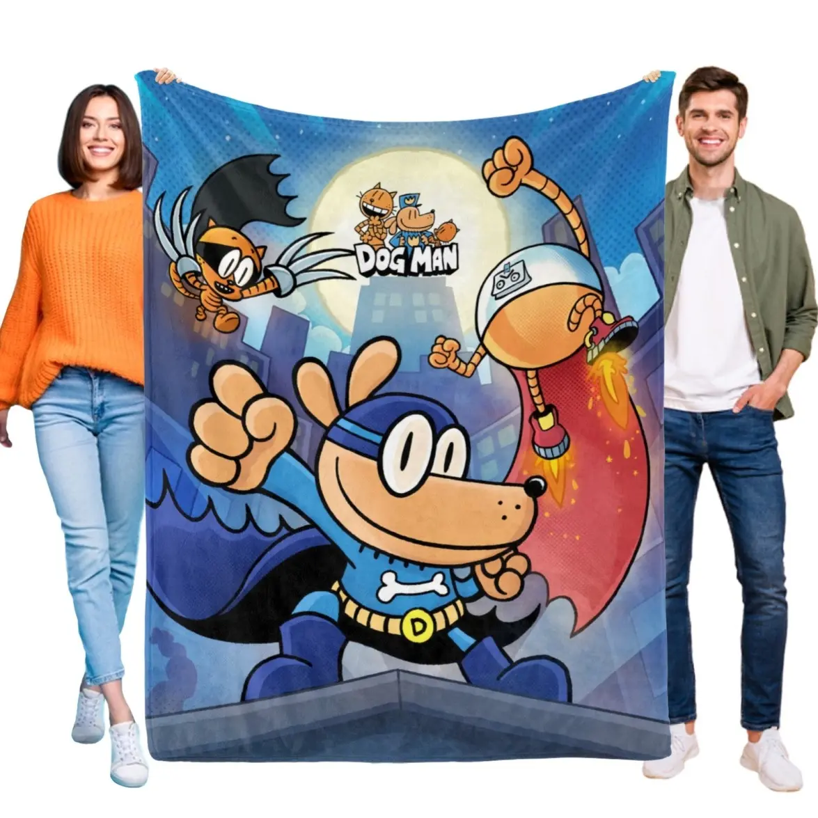 Dog Man Gentle Soft Flannel Throw - Cozy Bed & Sofa Accessory, Soft Throws for Kids Birthday Gift, Gentle Soft Blanket, Soft Throws Blanket