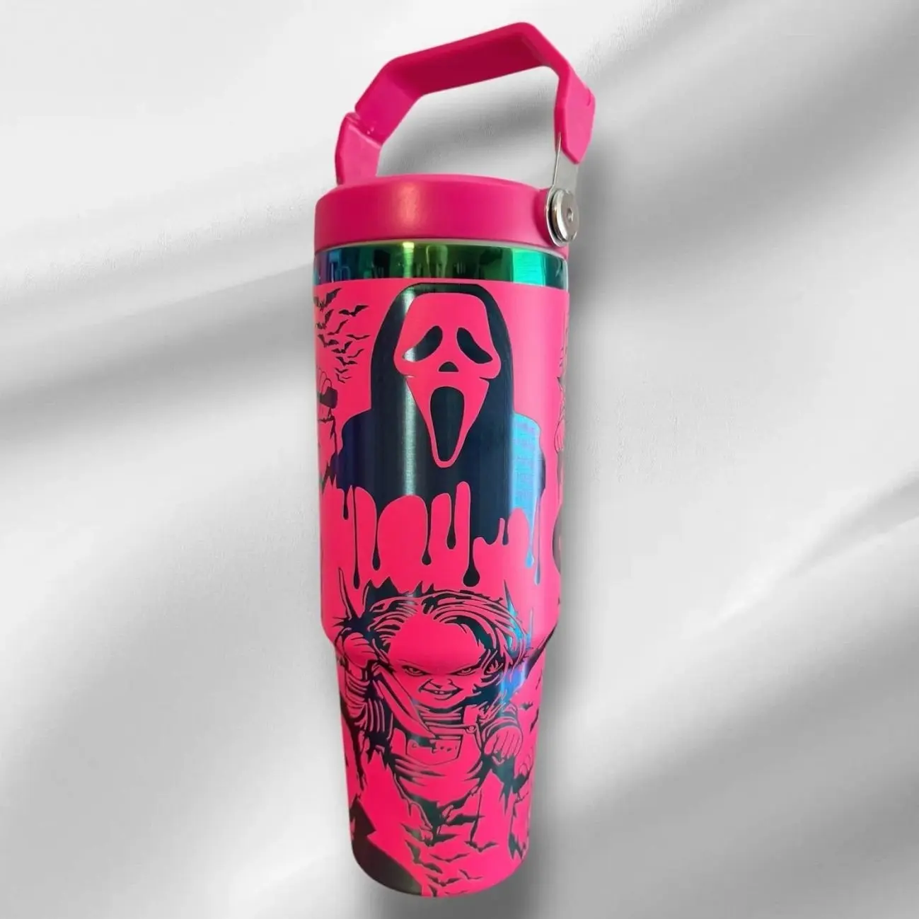 30 oz Halloween Classic Killer Tumbler | Laser Engraved Tumbler | Handle, Lid and Straw Included