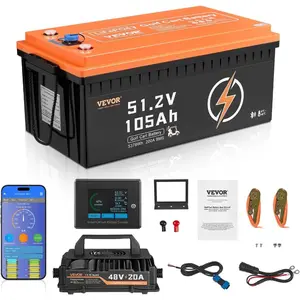 VEVOR 48V 105Ah Golf Cart Lithium Battery, 48 Volt Golf Cart Battery with 200A BMS, LCD Monitor and Mobile APP, LiFePO4 Battery with 600A Peak Current, 20A Charger and 4000+ Cycles, for Golf CartsVEVOR Super Brand Day