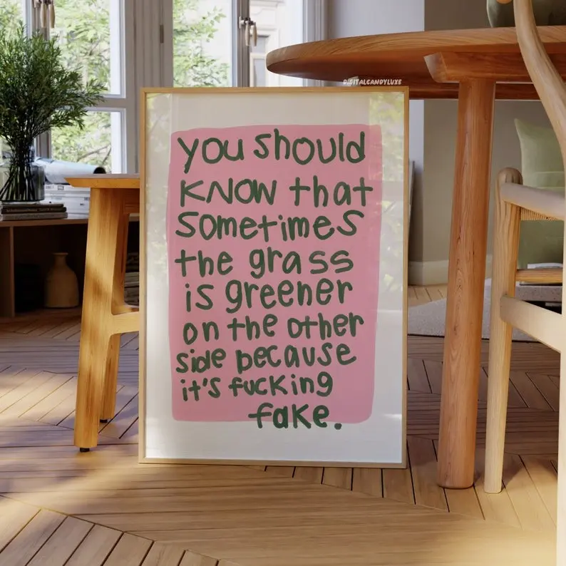Original Grass Is Greener Print Trendy Wall Art Prints And Posters