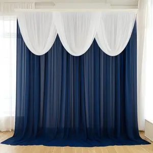 Sheer Chiffon Backdrop Valance Drapes – 4ft x 4ft White Curved Swag Topper Panel