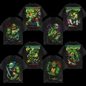 [Collection] SuperStyle Men's Teenage Mutant Ninja Turtles - Donatello, Raphael, Leonardo, Michelangelo TMNT Graphic Tee, Apparel with Double Print, Oversize Lightweight Acid-Washed Cotton, Casual Classic Seamless Shortsleeve Movies Films Streetwear Top