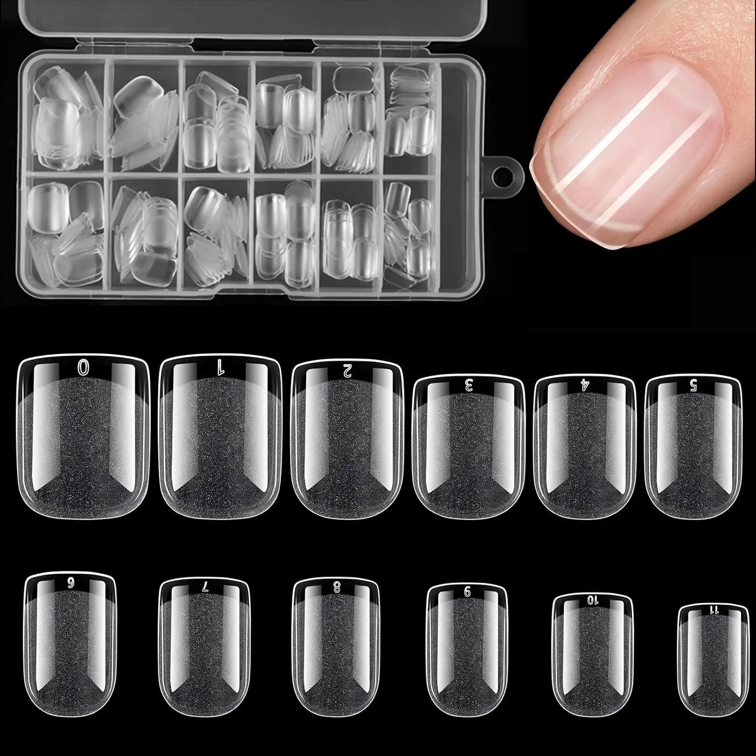 Extra Short Square Nail Tips, 240pcs/box Full Cover Clear Fake Nail Tips, Nail Art Tips for Acrylic Nails Extension, Press on Nail Making Home DIY Nails Salon, Acrylic Nail Extensions, Nail Art Supplies