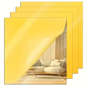 New 4 Pcs Mirror Acrylic Sheets 11.8 x 11.8 x 1/8 Inch Safety Reflective Mirror Sheet Laser Board Panel for Home and Commercial Use DIY Craft Wall Decor (gold Rose Gold Silver) Decorative Stickers