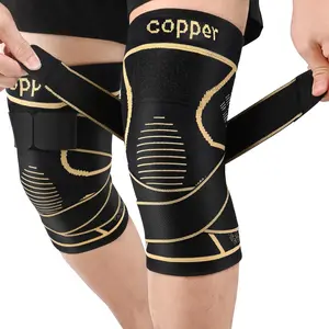 Medical-Grade Copper Knee Braces with Stabilizing Strap (2-Pack) - Relief for Arthritis, ACL & Meniscus Pain, Support for Work, Run & Gym durable design knee wrap