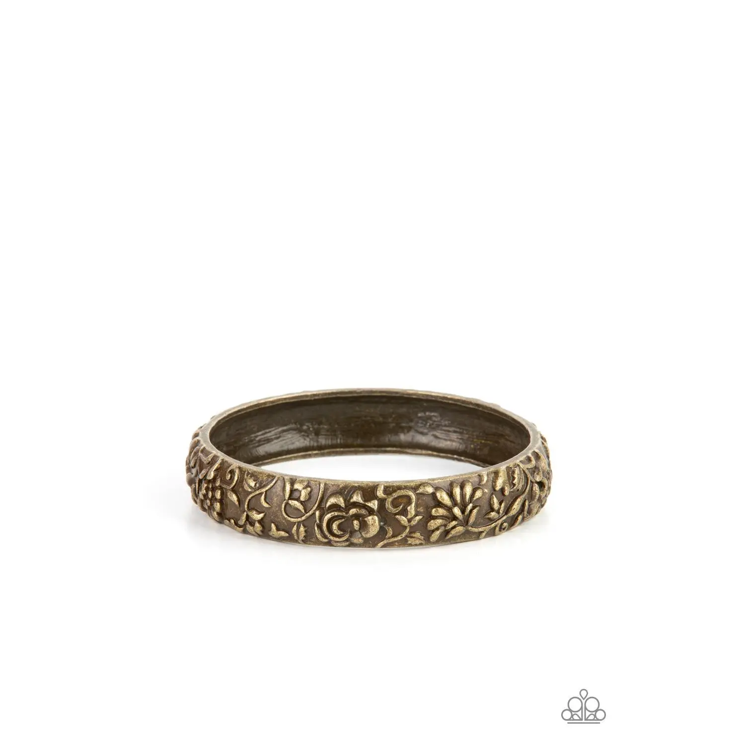 Victorian Meadow - Brass Floral Pattern Bangle Bracelet - Paparazzi