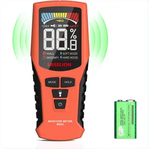 Pinless Moisture Meter MS02 Non-Destructive Wood Moisture Meter Detector with Large LCD Display, Batteries, 4 Modes for Wood, Firewood,Walls,Building Materials