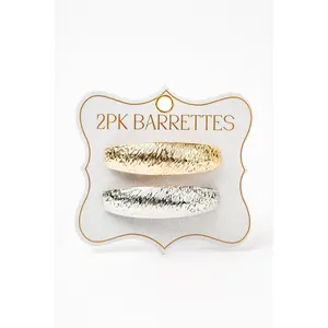 2pk GOLD/SILVER TEXTURED Barrettes