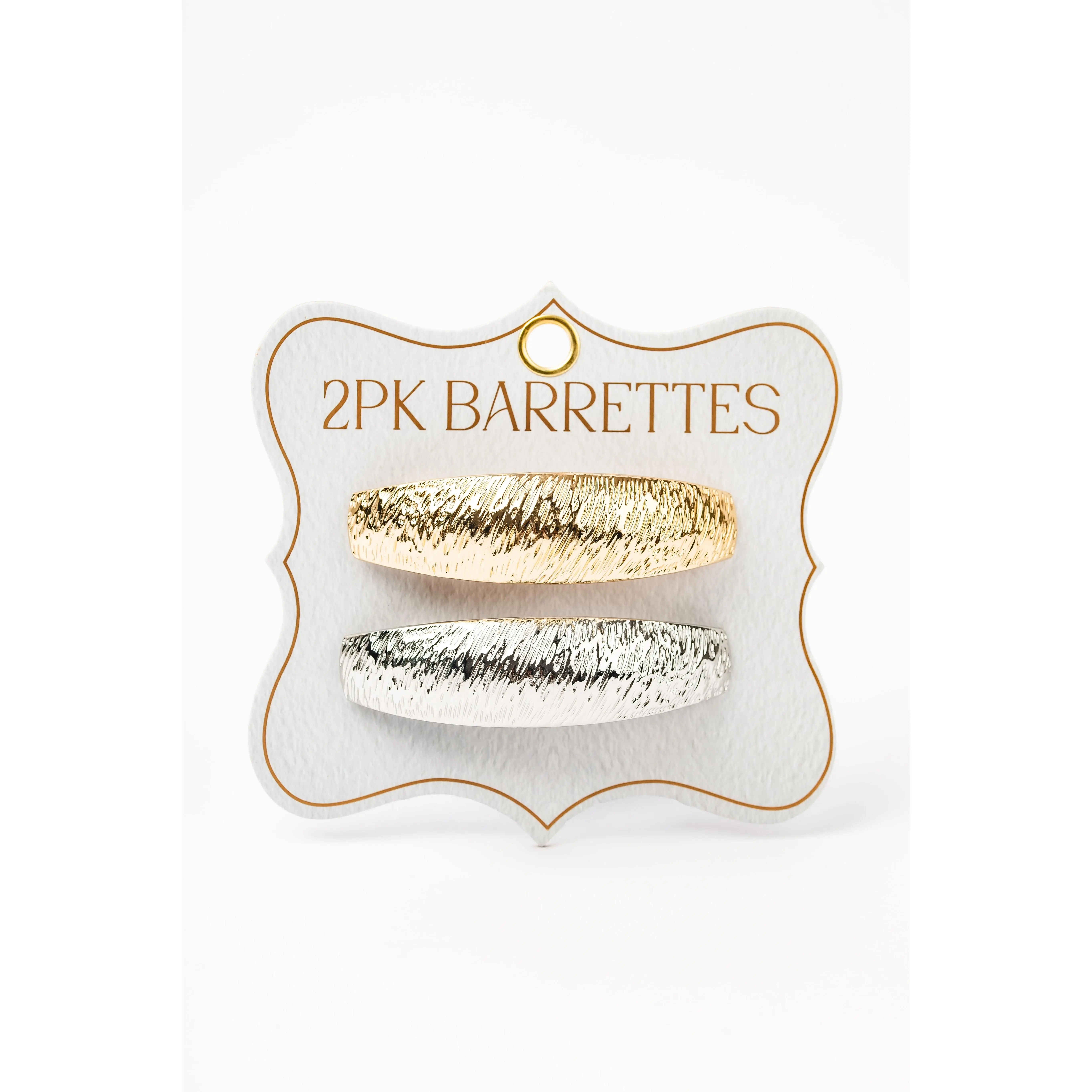 2pk GOLD/SILVER TEXTURED Barrettes