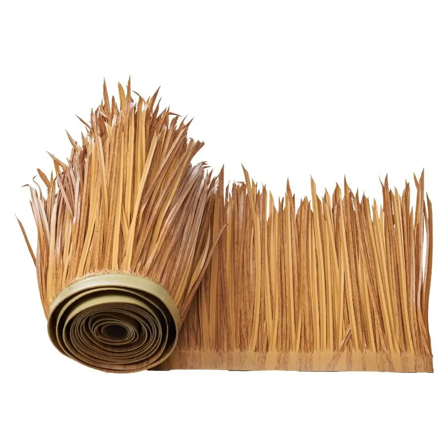VEVOR Artificial Thatch Grass Roof, 1.3x3.2 ft Mexican Style Tiki Bar Hut Skirt Thatch Roofing Roll, Waterproof Fire-Resistant, Palapa Duck Blind Grass for Patio Pool Beach Hawaiian Party Dcor