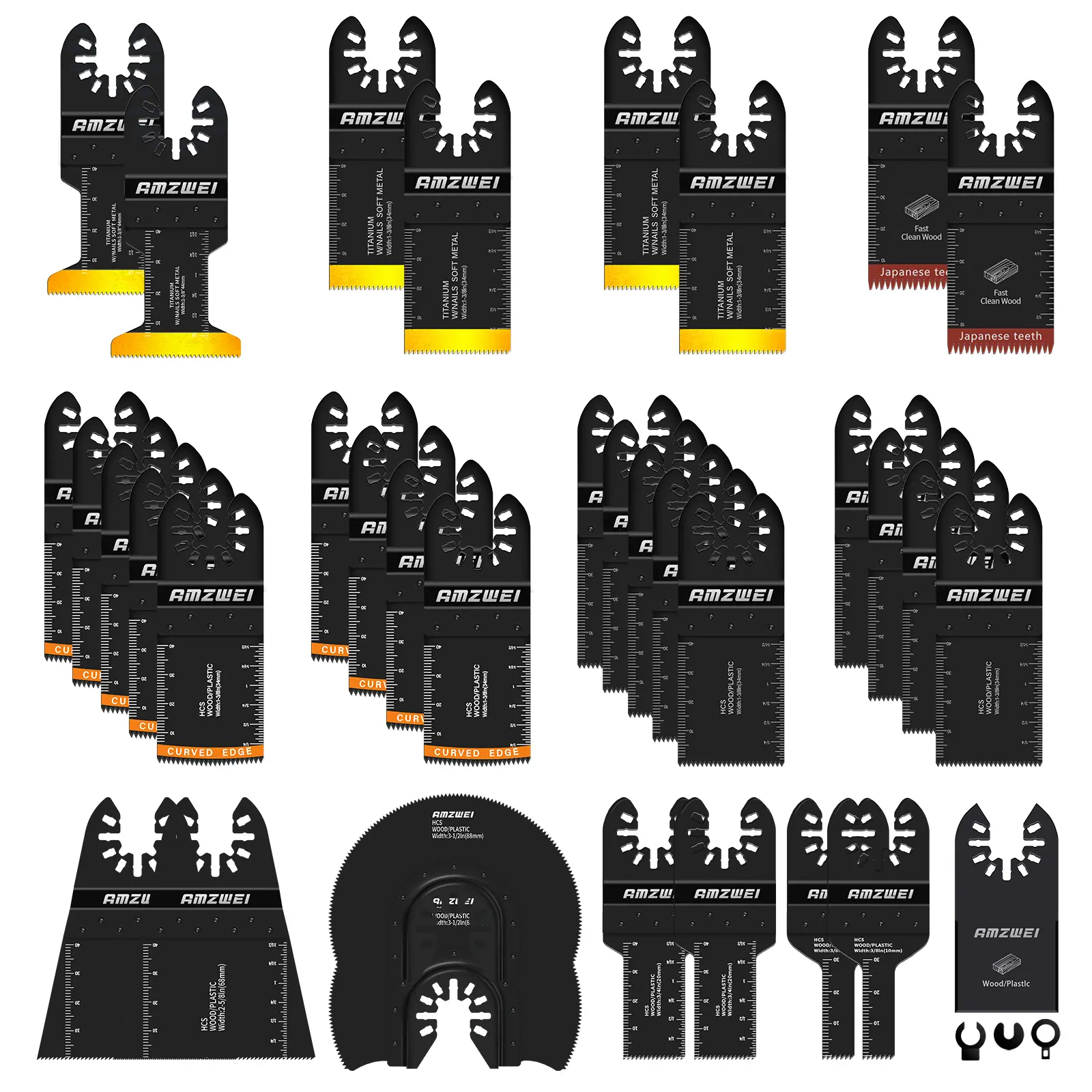 35pcs Oscillating Saw Blades, 10 Types Premium Multitool Blades for Wood/Metal/Plastic, Oscillating Tool Blades