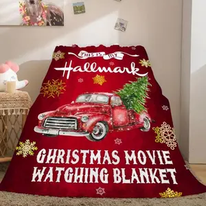 Professional Christmas Car Pattern Blanket, 1 Count Soft Comfortable Throw Blanket, Warm Napping Blanket for Home Office Travel Camping Dormitory,  Hallmark Comfy Blanket - Ready to Ship