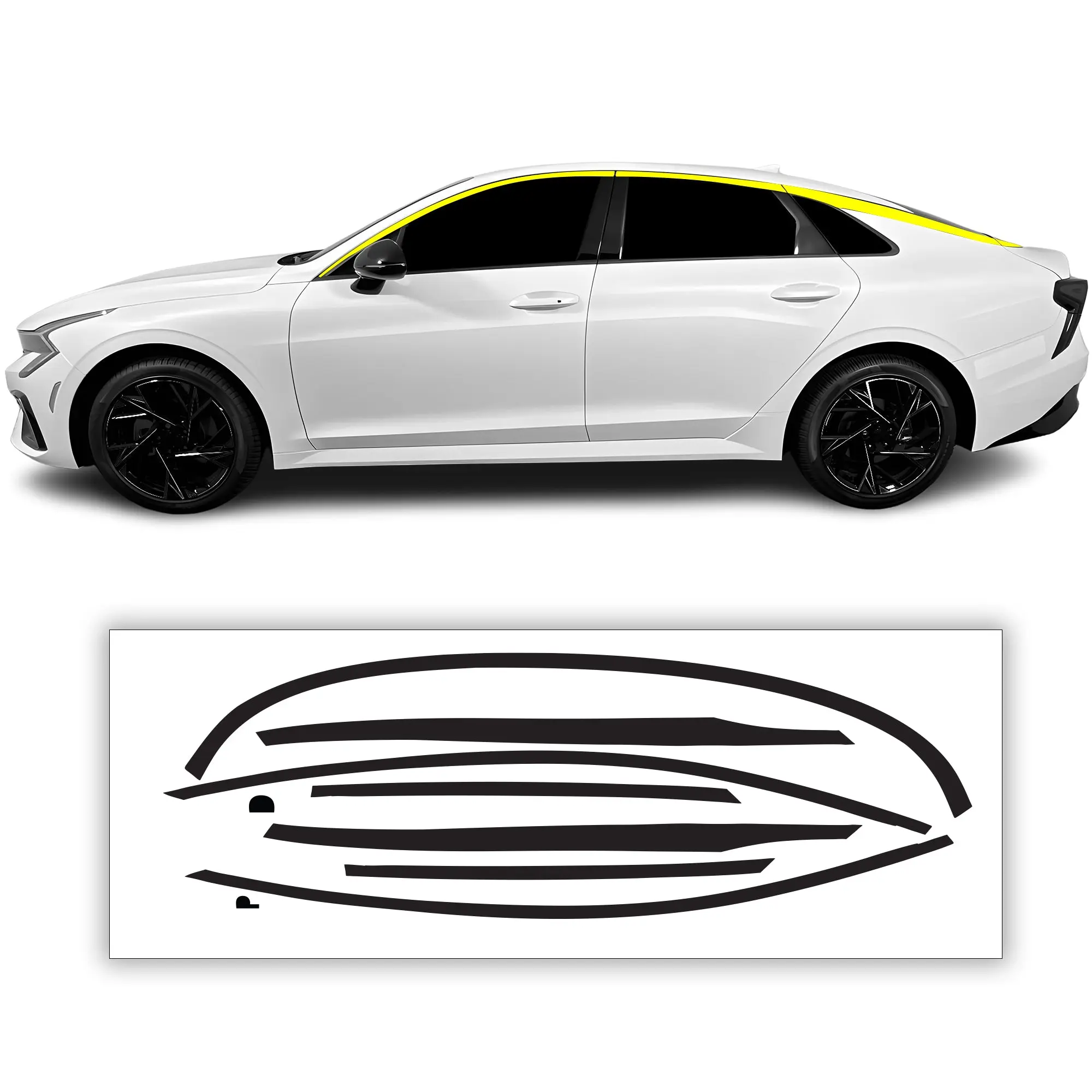 Kia K5 2021-2026 Window Trim Blackout Chrome Delete Kit – Precut Gloss Black Vinyl Overlays
