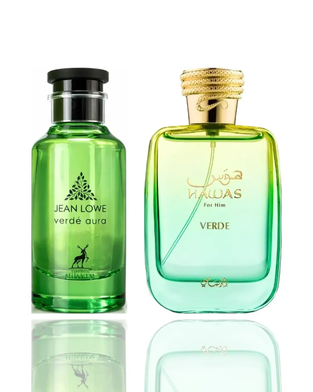Lattafa Unisex 2-Piece EDP Duo Set - Hawas Verde & Jean Lowe Verde Aura Aromatic Woody, Citrus Woods, Clean Herbal Fresh Nature Fragrance Bundle for Daily, Sporty Wear