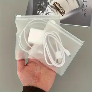 [Transparent EVA Zipper Bag] Reusable EVA Zipper Bag With Air Holes - Clear PVC Storage Pouch For Cables, Chargers & Accessories, Durable Zipper Closure, Ideal For Organizing And Protecting Items, Cable Organizer, Portable Organizer, Transparent Design