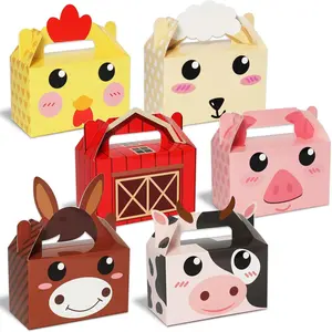 12 Pack Farm Animal Party Favor Boxes Farm Theme Birthday Goodie Boxes Farmhouse Animals Gift Candy Bags Barnyard Treat Boxes for Kids Girls Baby Shower Party Decorations Supplies
