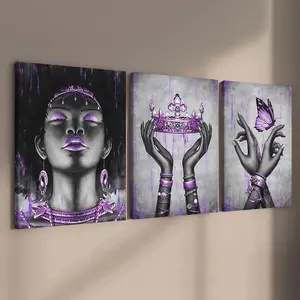 3-Piece Wood Frame Canvas Art Poster Set, Luxury Queen Style, Art Wall Decoration, Modern Wall Decor for Living Room & Hallway, High-Definition Print