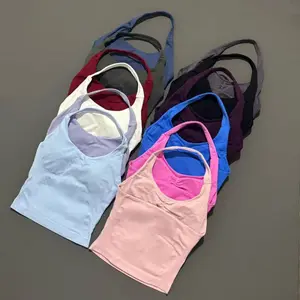 (With Logo) DFYFN  Gym Sports Top Women Seamless Yoga Tank Longline Strappy Top Open Back Bra Sportswear Gym Clothing Running Workout Halter tracksuits men wrestling suits Women's Bandeau Bikini and Maxi Dress Set Breathable Camouflage Training